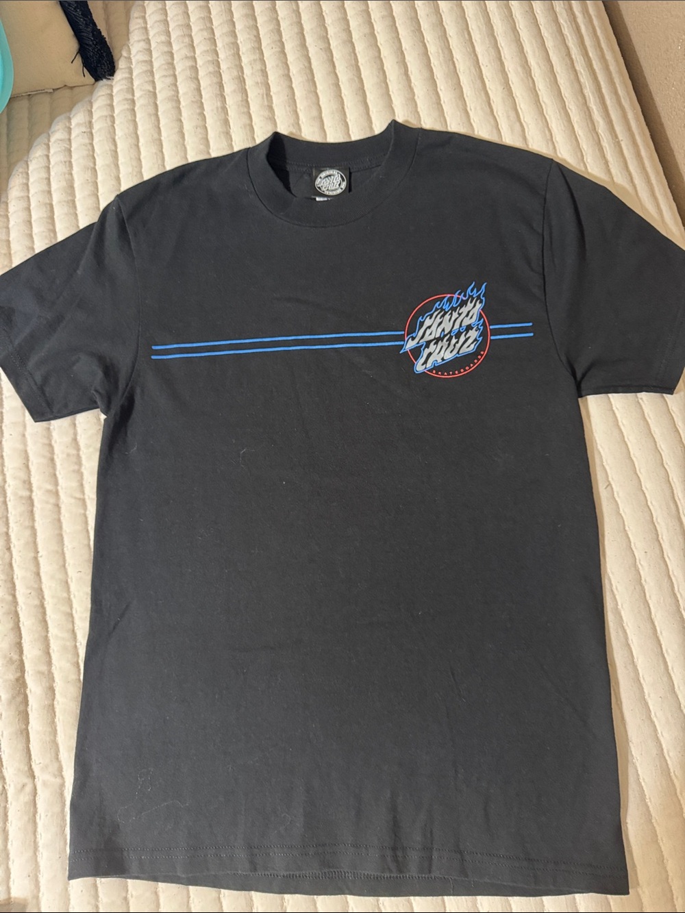 Santa Cruz Skateboards Black Tee with Blue Accent